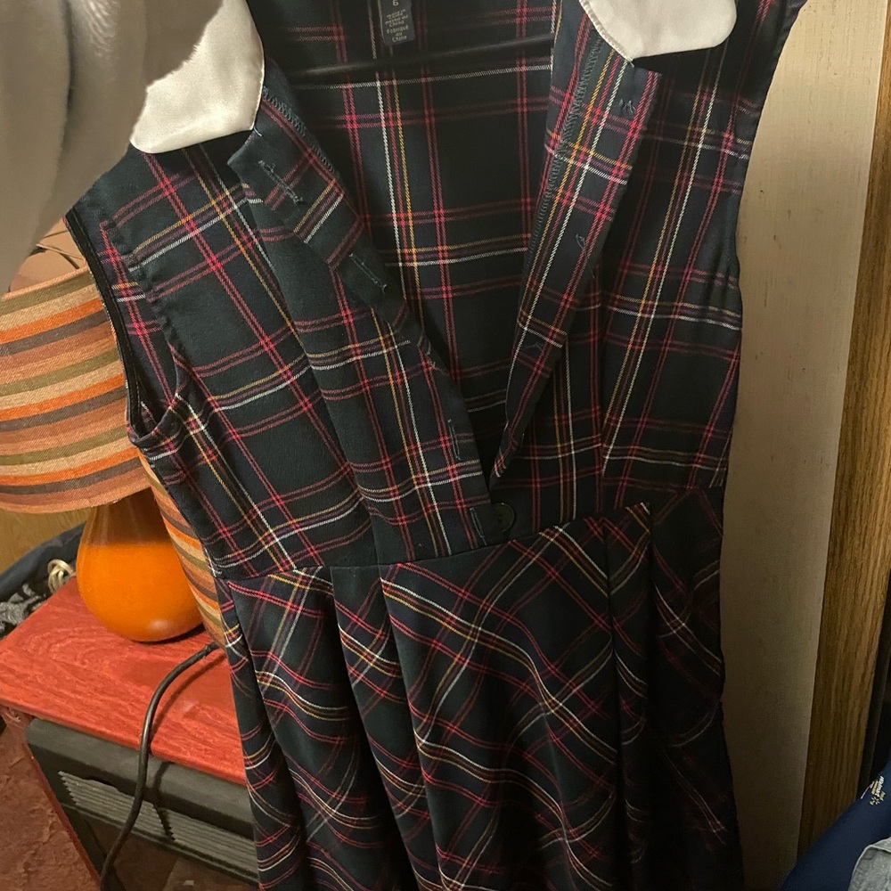 Modcloth Plaid Midi Dress - Navy and Red